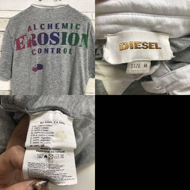 DIESEL(ディーゼル)の【人気】ディーゼル プリントロゴ ポロシャツ グレー サイズM メンズのトップス(ポロシャツ)の商品写真