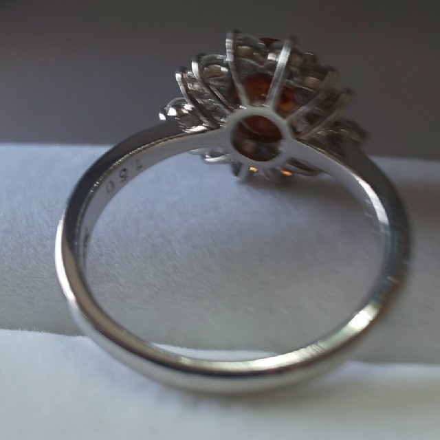  pt900 グロッシュラーガーネットダイヤリング レディースのアクセサリー(リング(指輪))の商品写真