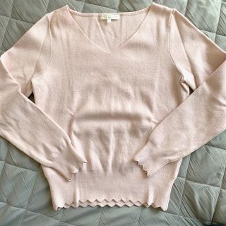 プロポーションボディドレッシング(PROPORTION BODY DRESSING)の袖裾スカラップＶネックニット(ニット/セーター)