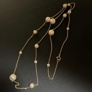 ジュエリーツツミ(JEWELRY TSUTSUMI)のこぱんだ様 専用 k10 ロング　ステーション パール ネックレス(ネックレス)