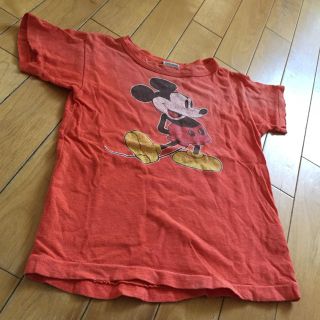 デニムダンガリー(DENIM DUNGAREE)のDD ダメージ加工ミッキーT オレンジ(Tシャツ/カットソー)