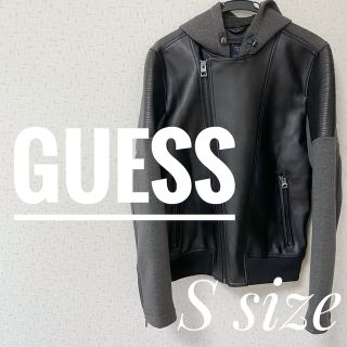 ゲス(GUESS)のゲスGUESS ジャケットブルゾンジップアップフード付きフェイクレザー 切替S(ライダースジャケット)