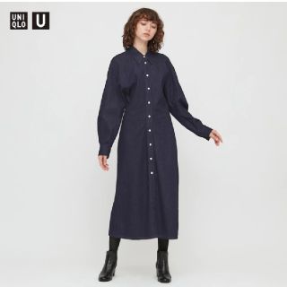 ユニクロ(UNIQLO)のユニクロユー デニムロングシャツワンピース M(ロングワンピース/マキシワンピース)