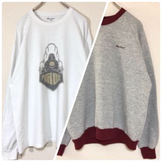 チャンピオン(Champion)のChampion ロンT 袖プリント カットソー カレッジ NCAA 古着(Tシャツ/カットソー(七分/長袖))