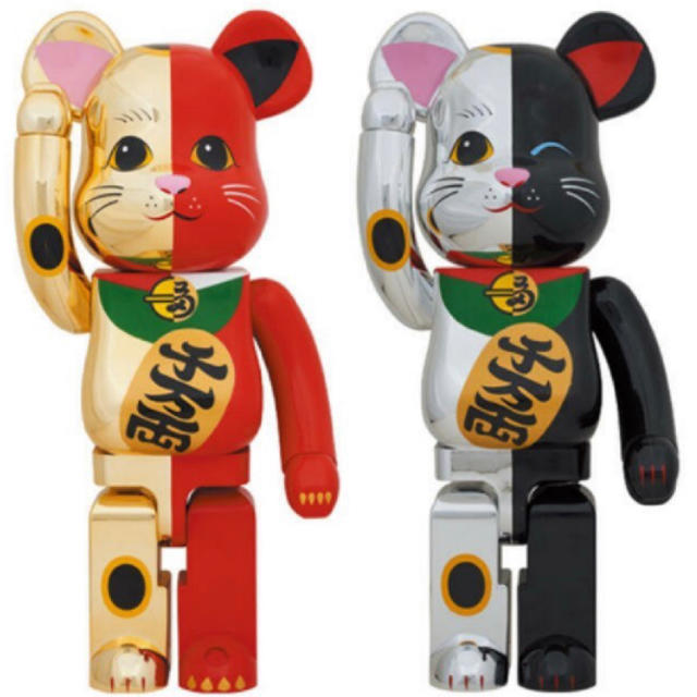 【BE@BRICK】 招き猫 金×赤 銀×黒 100%&400% 2個セット