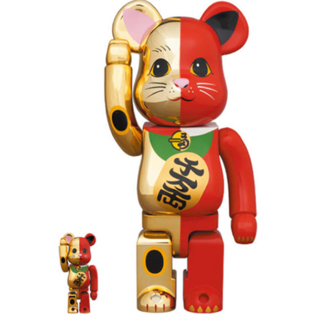 MEDICOM TOY(メディコムトイ)のBE@RBRICK 招き猫 金×赤 100%  エンタメ/ホビーのフィギュア(その他)の商品写真