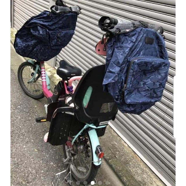 前後セット　濃紺迷彩　子供のせ自転車レインカバー キッズ/ベビー/マタニティの外出/移動用品(自動車用チャイルドシートカバー)の商品写真