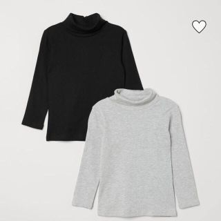 エイチアンドエム(H&M)のH&M オーガニックコットン　タートルネックトップス2枚セット(Tシャツ/カットソー)