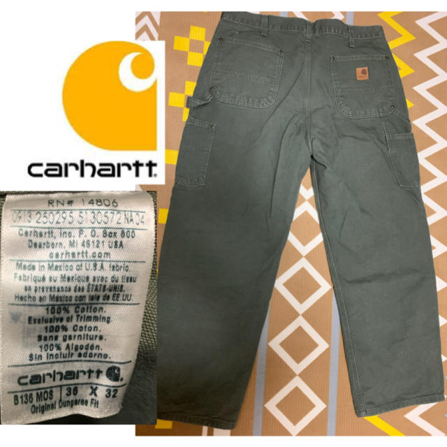 【carhartt】パンツ　ダブルニー　USA製　カーキ90s