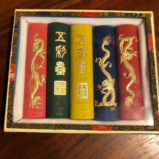 中国　五彩墨　五本入り　カラー固形墨　書道　水墨画用品(書道用品)