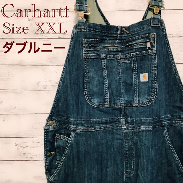 carhartt(カーハート)のcarhartt 一点物　デニムオーバーオール　ビッグサイズ　ダブルニー　XXL メンズのパンツ(サロペット/オーバーオール)の商品写真