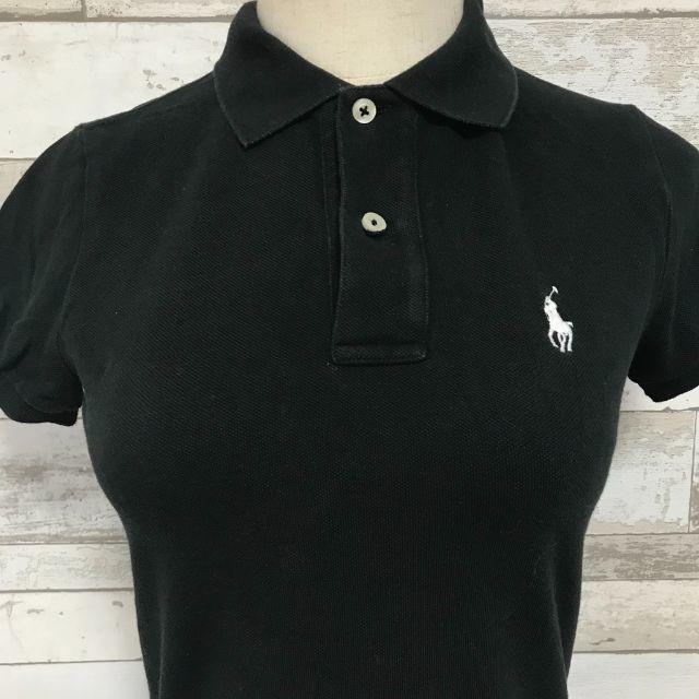 POLO RALPH LAUREN(ポロラルフローレン)のラルフローレン ワンポイント刺繍ロゴ 鹿の子 ポロシャツ 黒 XS レディース レディースのトップス(ポロシャツ)の商品写真