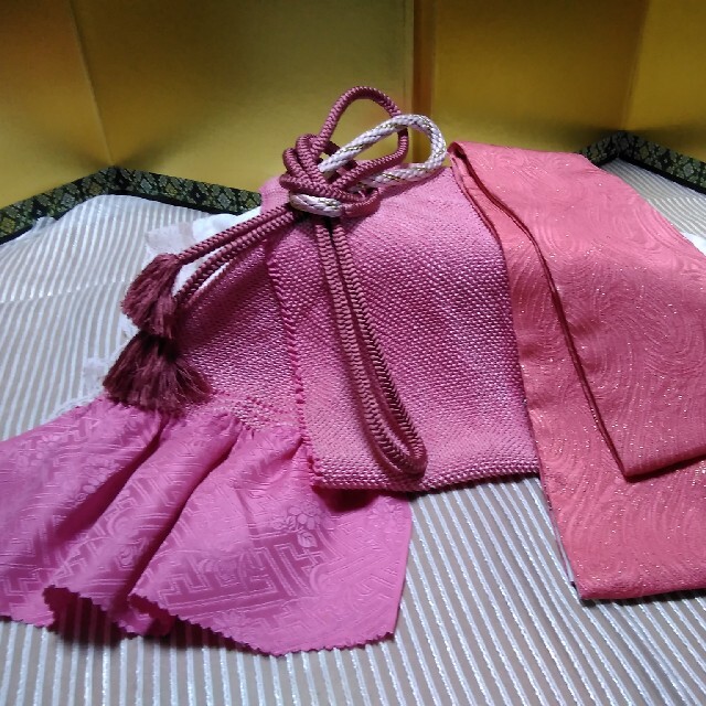 正絹　総絞り　振袖用　帯揚げ(ピンク　総絞り)　正絹伊達襟　正絹帯締め
