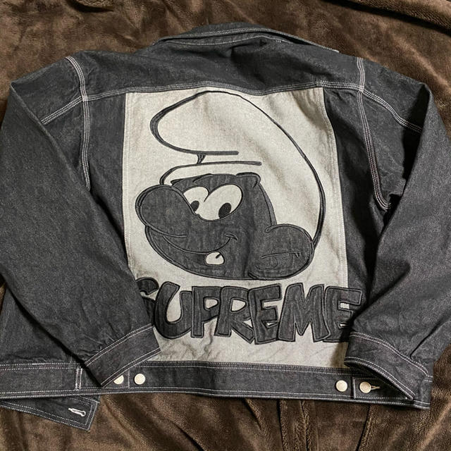 supreme smurfs denim trucker jacket