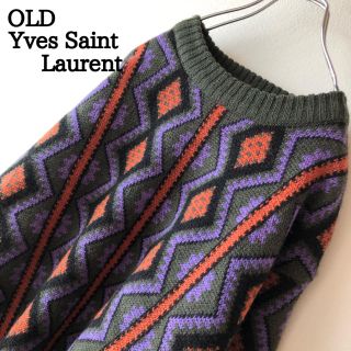 サンローラン(Saint Laurent)の【美品】Yves Saint Laurent 総柄 ウールニット セーター(ニット/セーター)