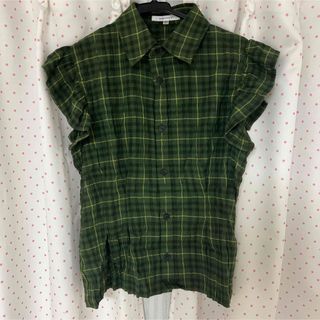 マウジー(moussy)のFRILL SLEEVE CHECK ブラウス　moussy(シャツ/ブラウス(半袖/袖なし))