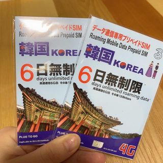 韓国　SIMカード　6日無制限(その他)