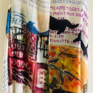 マンハッタナーズ大判猫柄ウールショール・題名「NY絵暦 10月と ... マンハッタナーズ大判猫柄ウールショール・題名「NY絵暦10月と11月