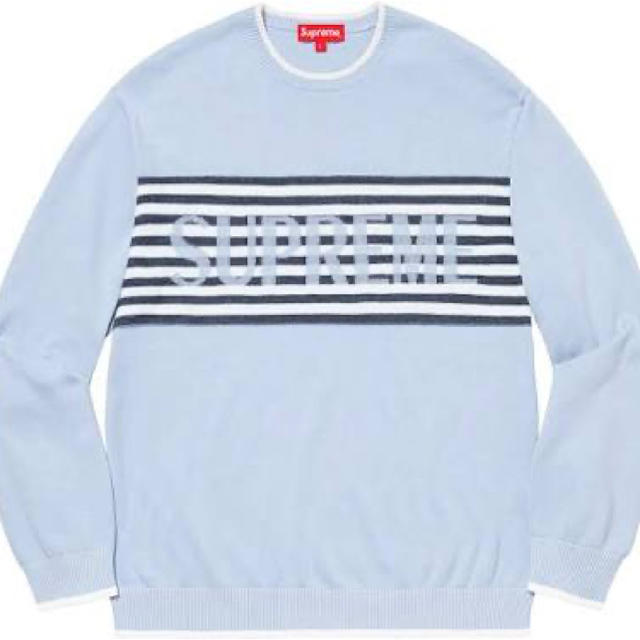 Supreme Chest Stripe Sweater L 水色