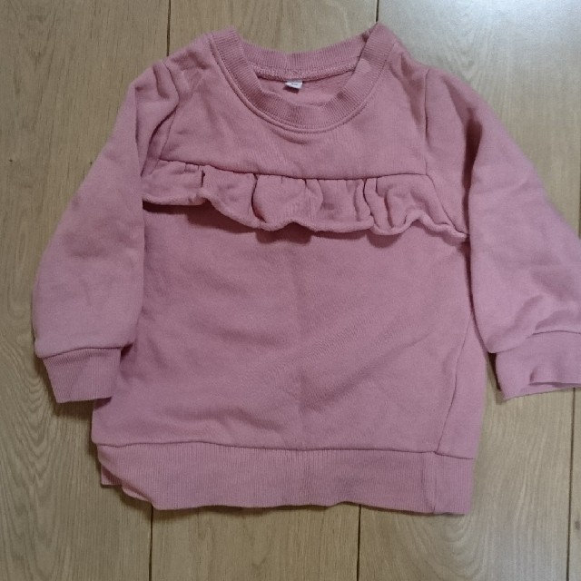 ピンクのトレーナー  サイズ90  裏起毛 キッズ/ベビー/マタニティのキッズ服女の子用(90cm~)(Tシャツ/カットソー)の商品写真