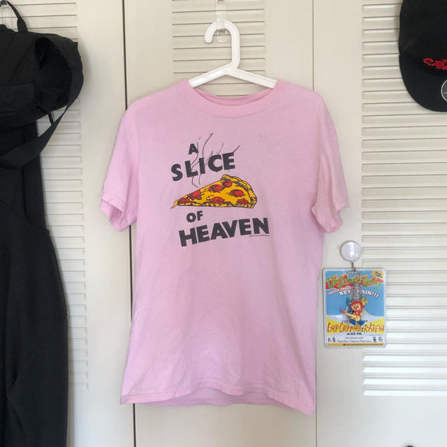 Lochie(ロキエ)の古着/vintage/ピンクTシャツ/pizza柄 メンズのトップス(Tシャツ/カットソー(半袖/袖なし))の商品写真