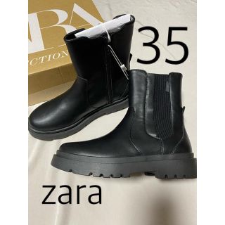 ザラ(ZARA)のZARA ゴム入りトラックソールアンクルブーツ　35(ブーツ)