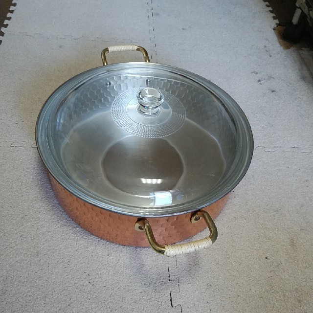 純銅製平鍋、深鍋二点にて。（saori様専用) インテリア/住まい/日用品のキッチン/食器(鍋/フライパン)の商品写真
