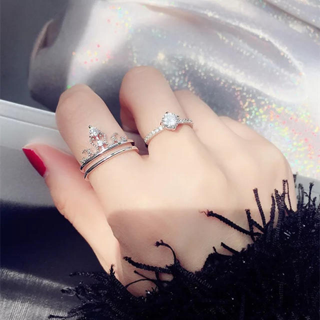 リング 韓国 ビジュー シルバー キラキラ アイドル アクセサリー レディースのアクセサリー(リング(指輪))の商品写真