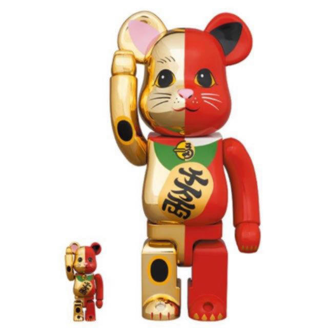 MEDICOM TOY(メディコムトイ)のBE@RBRICK 招き猫 金×赤 100％ & 400％ エンタメ/ホビーのフィギュア(その他)の商品写真