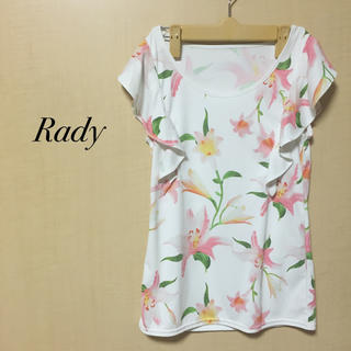 レディー(Rady)のRady リリィ柄フリルトップス 未使用(シャツ/ブラウス(半袖/袖なし))