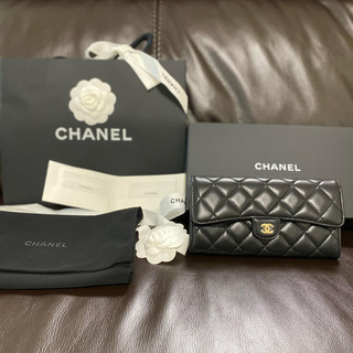 シャネル(CHANEL)の新品　シャネル　CHANEL 長財布　マトラッセ　黒　ゴールド　正規品(財布)