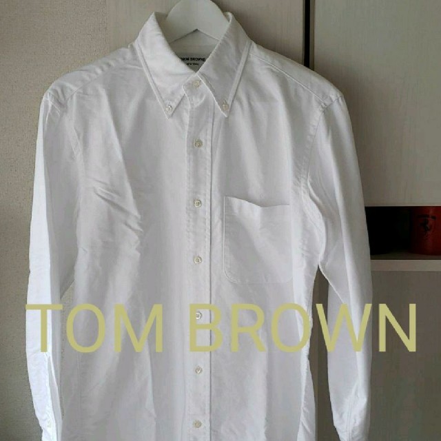 トップスTOM BROWNトムブラウン長袖ボタンダウンシャツcollarホワイトs