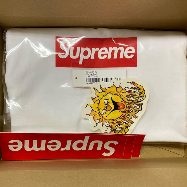 メンズ【Sサイズ】Supreme Box Logo L/S Tee White 白