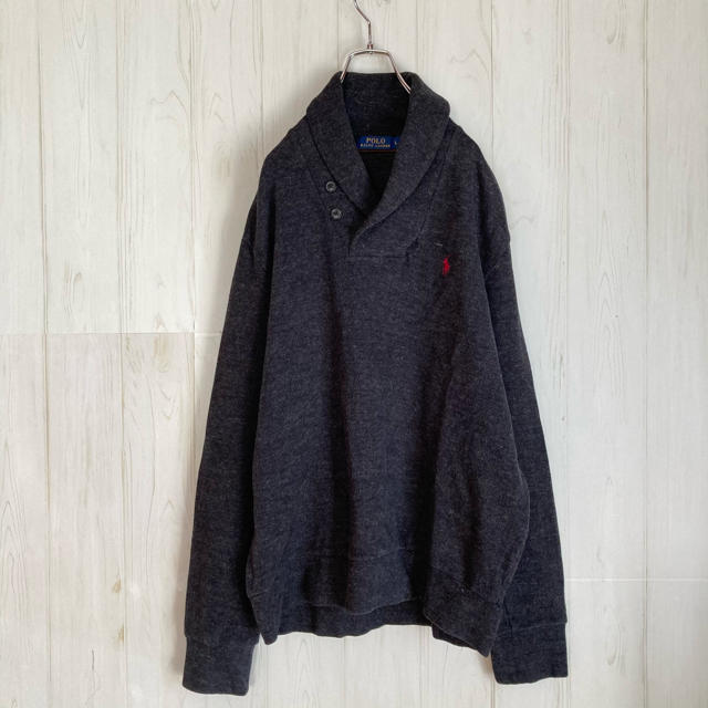 Ralph Lauren(ラルフローレン)の古着 ラルフローレン ショールカラーニット セーター 肘パッチ メンズのトップス(ニット/セーター)の商品写真