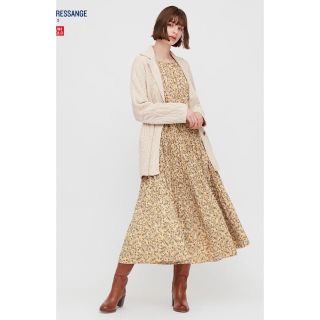 ユニクロ(UNIQLO)のUNIQLO イネス　ツイストプリーツワンピース　ベージュ(ロングワンピース/マキシワンピース)