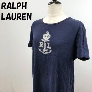 ラルフローレン(Ralph Lauren)の購入者ありラルフローレン 半袖 Tシャツ ビーズ刺繍 ネイビー XL レディース(Tシャツ(半袖/袖なし))