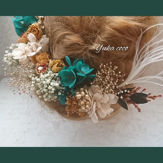 アンティークローズ ドライフラワー ヘッドドレス 髪飾り❁︎成人式 結婚式 振袖 ハンドメイドのウェディング(ヘッドドレス/ドレス)の商品写真