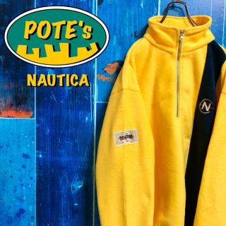 ノーティカ(NAUTICA)の【ノーティカ】USA製刺繍ロゴパッチ付きラインハーフジップフリース 90s(ブルゾン)