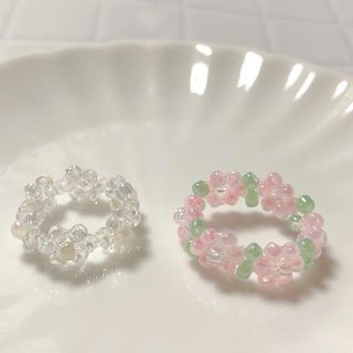 さくらリング　ビーズリング　비즈반지　ハンドメイド(リング)