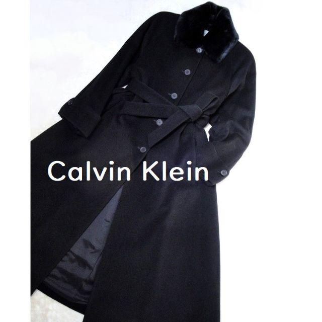 Calvin Klein(カルバンクライン)の【送料込】◆Calvin Klein◆ ブラック カシミヤ ロング コート レディースのジャケット/アウター(ロングコート)の商品写真