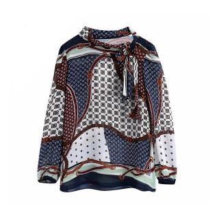 ザラ(ZARA)の🍁秋新作🍁2582◆レトロ プリント 柄 ブラウス(シャツ/ブラウス(長袖/七分))