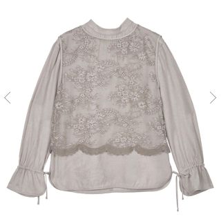 Ameri VINTAGE BIB LACE LAYERED BLOUSE-