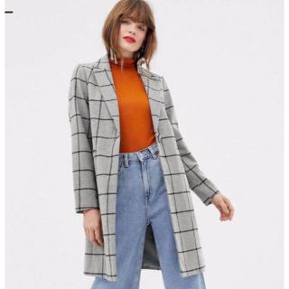 エイソス(asos)のASOS グレーチェックコート(ロングコート)