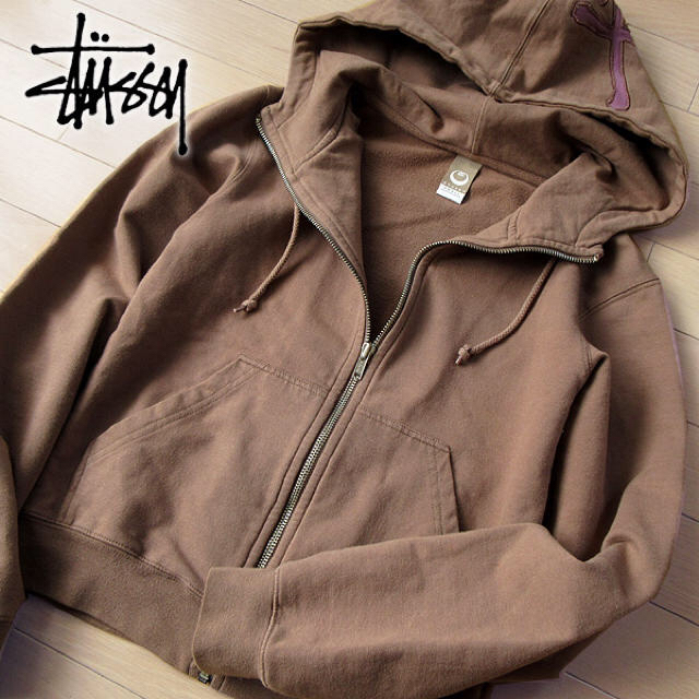 美品 S ステューシー STUSSY レディース パーカージャケット ブラウン