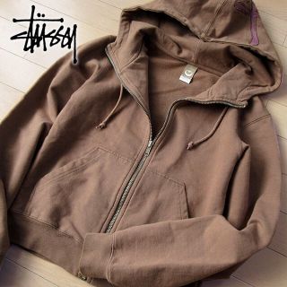 ステューシー(STUSSY)の美品 S ステューシー STUSSY レディース パーカージャケット ブラウン(パーカー)