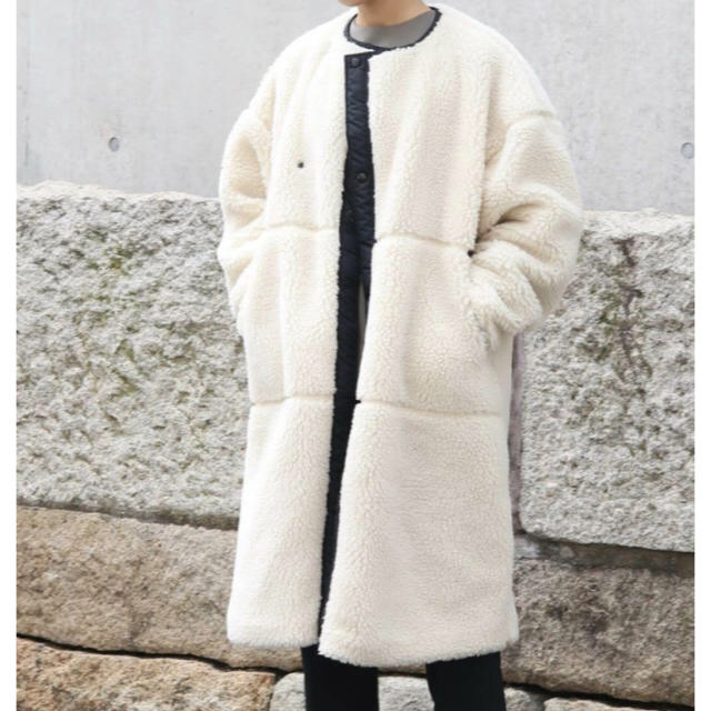 nmmaaの部屋未使用級✨ハイク FAUX SHEARLING COAT ボアコート 白 1