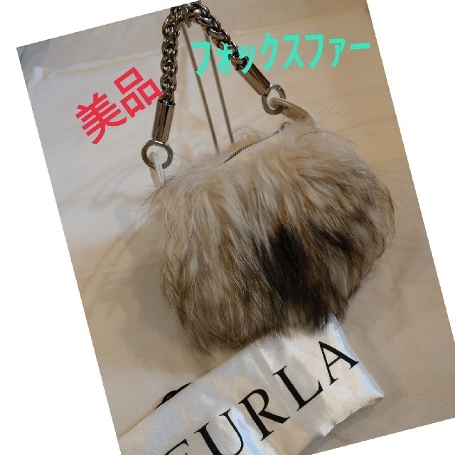 美品❗　FURLA　フルラ　リアル　フォックスファー　本革　ハンドバック