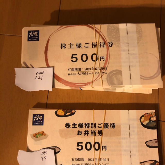 大戸屋　株主優待　20枚　10000円分レストラン/食事券
