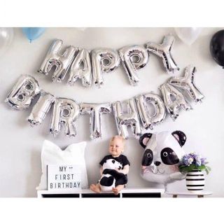 HAPPY BIRTHDAY 風船 パーティー バルーン 誕生日 シルバー(ウェルカムボード)