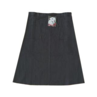 【新品】UPSPIN　スカート（カフェエプロン付）Black　日本製(ひざ丈スカート)